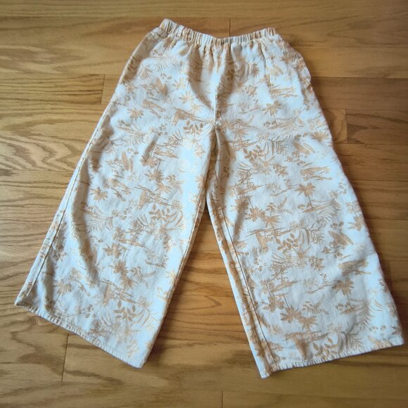 Hello Franki, Tan & Cream Hawaiian Wide Leg Below Knee, GY Size 8 (GU) - Picture 1 of 5